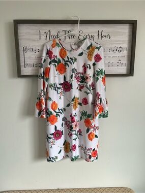 ASOS White Maternity Dress with Orange & Pink Floral Print